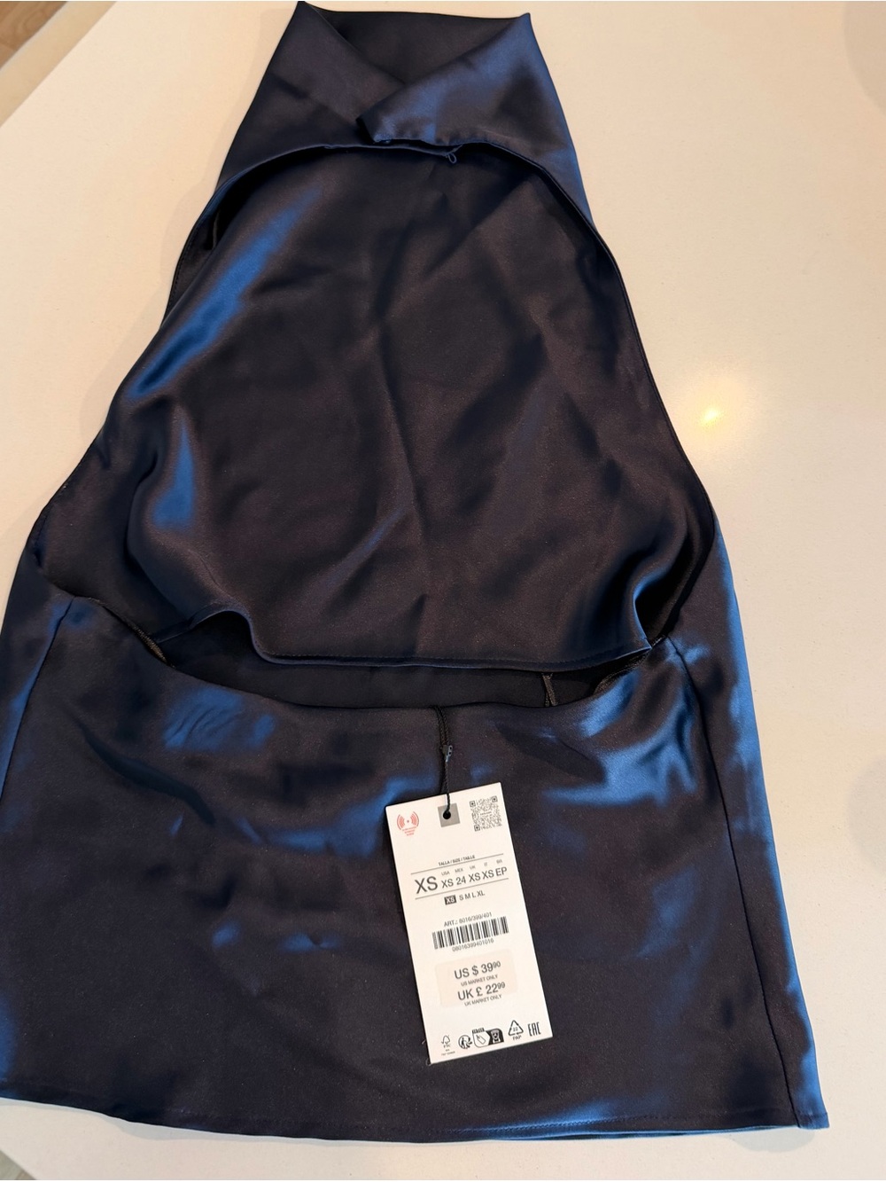 Zara Navy Satin Halter Tank Top - Picture 3 of 4